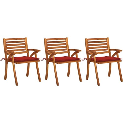 The Living Store Vrtni jedilni stoli z blazinami 3 kosi trden akacijev les - Jedilni Stol, (21479640) Cene