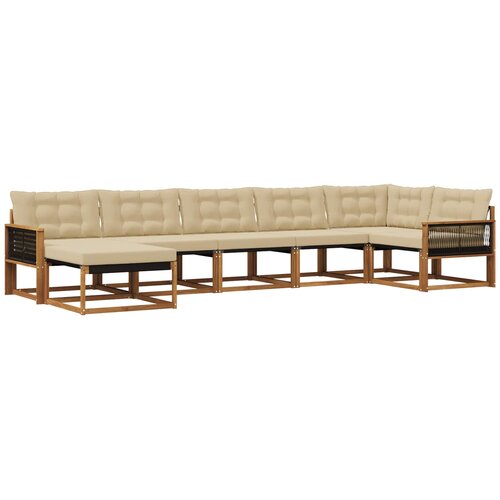 vidaXL Zunanja garnitura za sedenje z blazino 7 pcs Naravna in bež, (5000273539) Cene