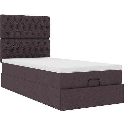 vidaXL Otomanski posteljni okvir z vzmetnico rjav 90x190 cm blago, (21610054) Cene