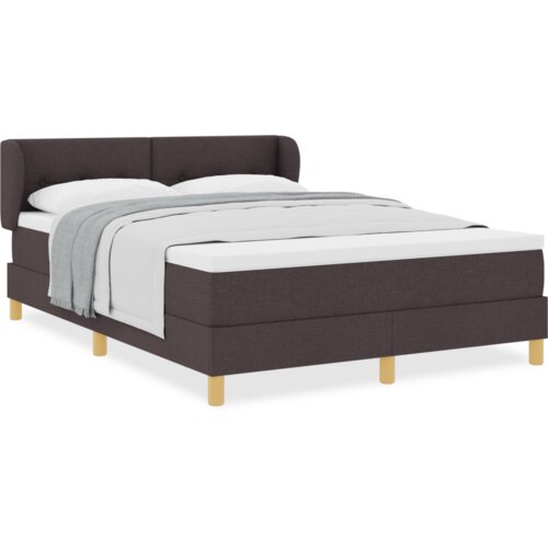 Box Spring Krevet s Madracem u Tamnosmeđoj Boji 140x190 cm Tkanina Slike
