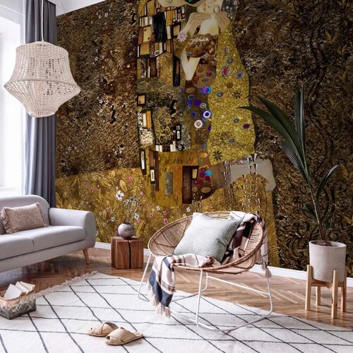  Foto tapeta - Klimt inspiration: Golden Kiss 490x350 Samoljepljiva Cene