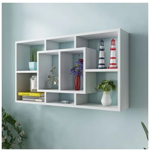  242548 Floating Wall Display Shelf 8 Compartments White