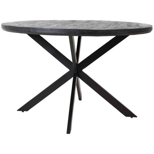 Light &amp;amp; Living Črna okrogla jedilna miza z mizno plo&amp;scaron;čo iz akacije &amp;oslash; 120 cm Yellov &amp;ndash; Slike
