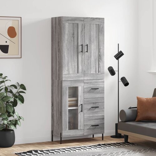 vidaXL Visoka komoda siva sonome 69 5x34x180 cm od konstruiranog drva Cijene
