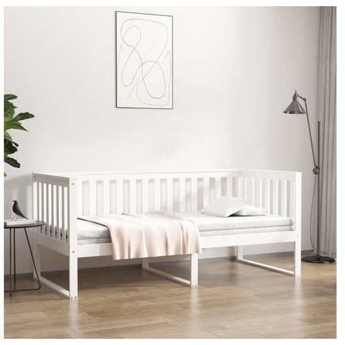  Dnevna postelja bela 90x190 cm trdna borovina Cene