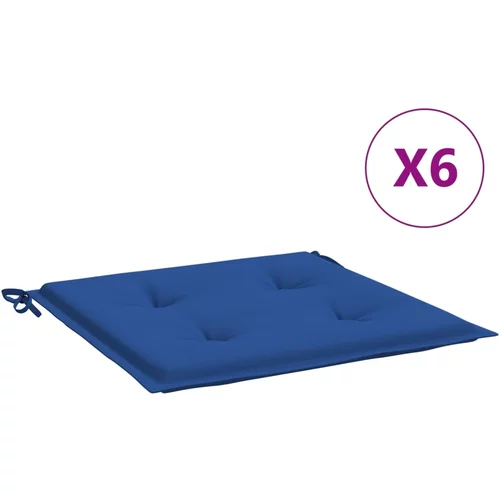 vidaXL jastuci za vrtne stolice 6 kom kraljevsko plavi 50 x 50 x 3 cm