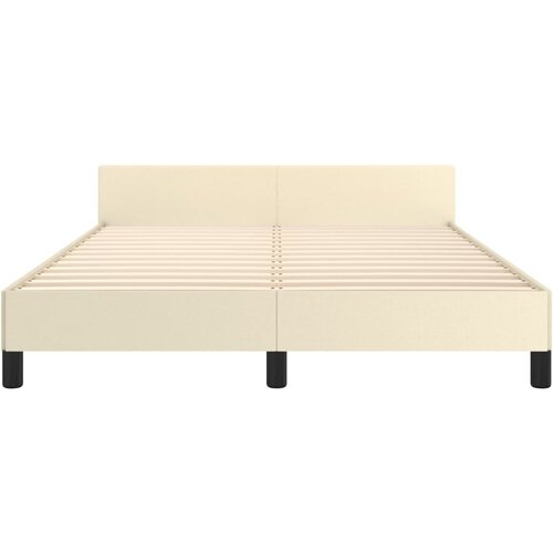  Okvir za krevet s uzglavljem krem 140x190 cm od umjetne kože Slike