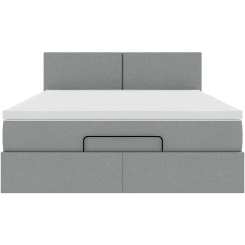 VidaXL Otomanski krevet s madracem svijetlosivi 140x190 cm od tkanine Slike