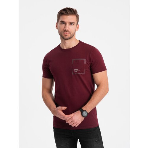 Ombre Men's cotton t-shirt with pocket - maroon Cene