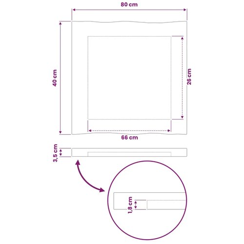  Pravokutni stolni vrh 80 x 40 x 3 cm Pravokutni - Tamno smeđa 80 x 40 x 3 5 cm Živi rub 2 strane Slike