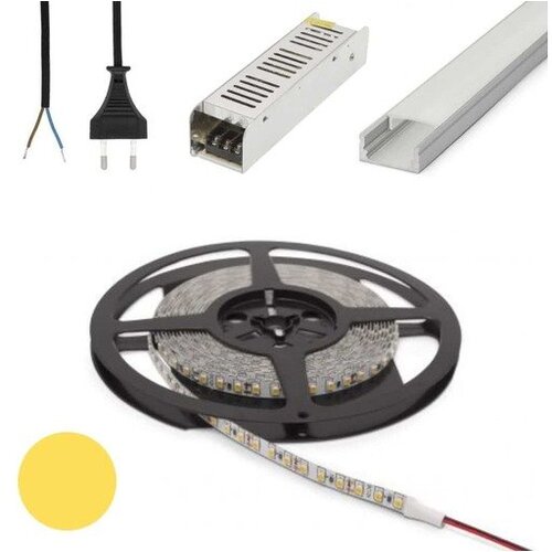 Phenom set 5x 1m alu profil mat + led trak 9,6w/m 3000k 5m + napajalnik 60w + priključna vrvica Cene
