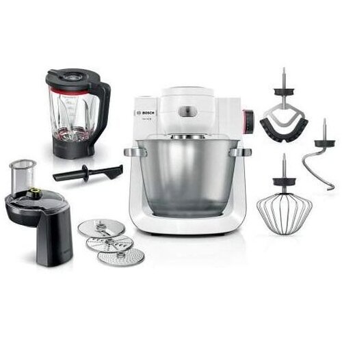 Bosch kuhinjski aparat MUM 6BIJELA-SREBRNA 1600W,5,5L, 7 Brzina, NOVI DIZAJN Cijene