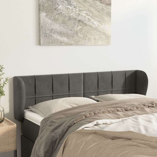  Vzglavje z u&amp;scaron;esi temno sivo 147x23x78/88 cm žamet, (20739681) Slike