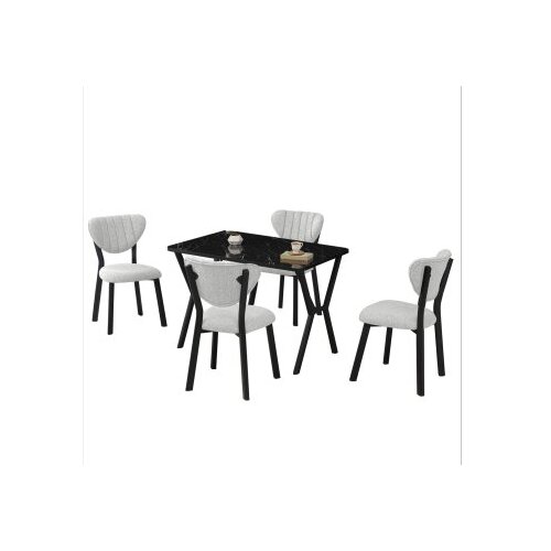 Hanah home Trpezarijski sto i stolice Elma, Krem-crni Slike