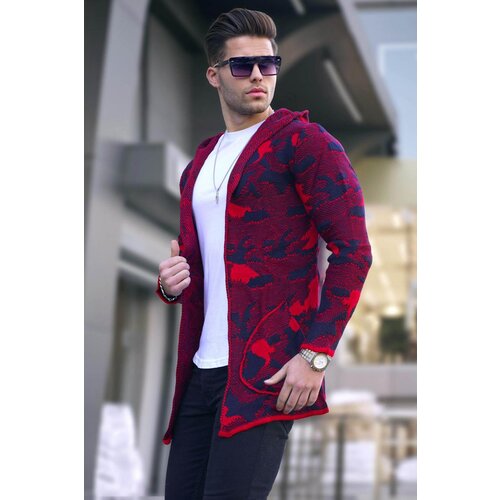 Madmext Camouflage Patterned Red Knitwear Cardigan 2179 Slike