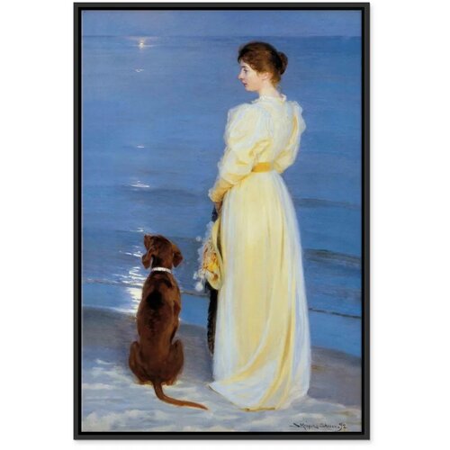  Slika - Peder Severin Kroyer &amp;ndash; Summer Evening in Skagen 60x90 U crnom drvenom okviru Slike