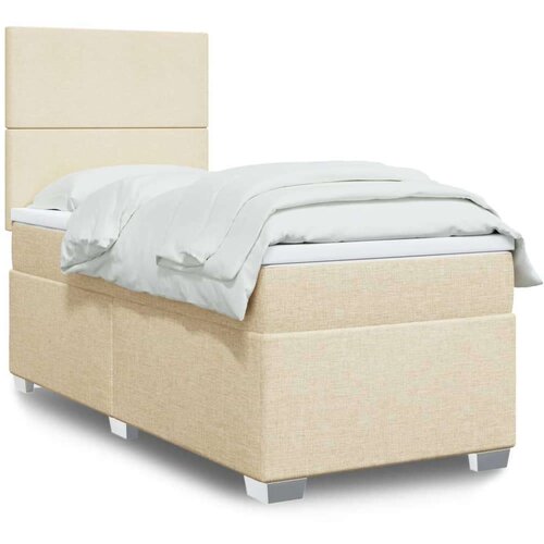 VidaXL Okvir kreveta s oprugama i madrac krem 80x200 cm od tkanine Slike
