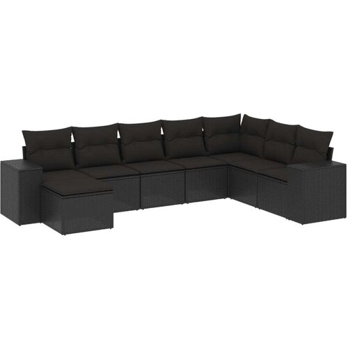 VidaXL 8-dijelni set vrtnih sofa od poliratana s jastucima crni Slike