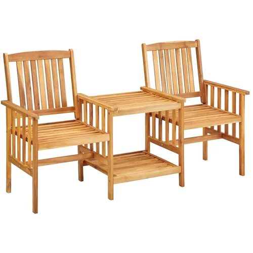  Vrtni stoli s čajno mizico 159x61x92 cm trden akacijev les