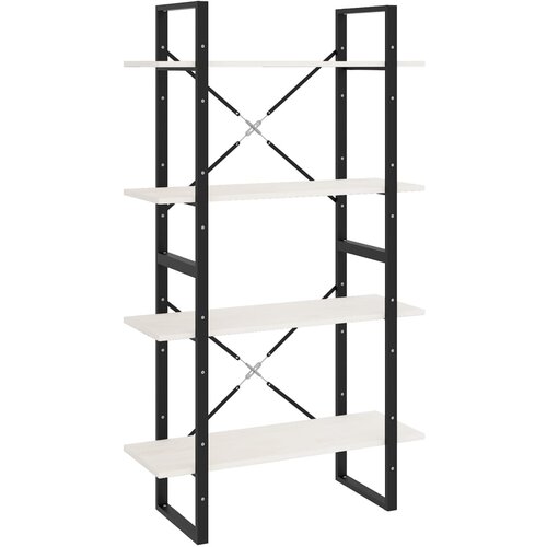 Maison Chic Knjižna omara - Knjižni regal 4-nadstropna bela 80x30x140 cm trdna borovina, (21725400) Slike