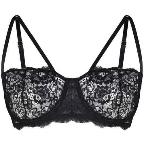 Trendyol Curve Black Lace Piping Underwire Capless Balconette Bra Slike