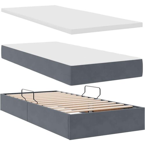  Krevet s madracem i skladi&amp;scaron;tem Tamno siva 100 x 200 cm Bar&amp;scaron;un Slike
