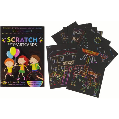 Scratch Coloring Book For Children School Cene