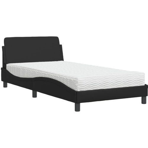 VidaXL Postelja z vzmetnico črna 100x200 cm umetno usnje, (21204741) Slike