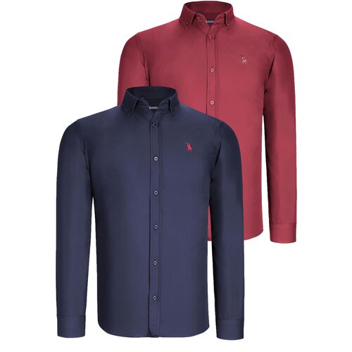 Dewberry DUAL SET G725 MENS SHIRT-NAVY BLUE- BURGUNDY Slike