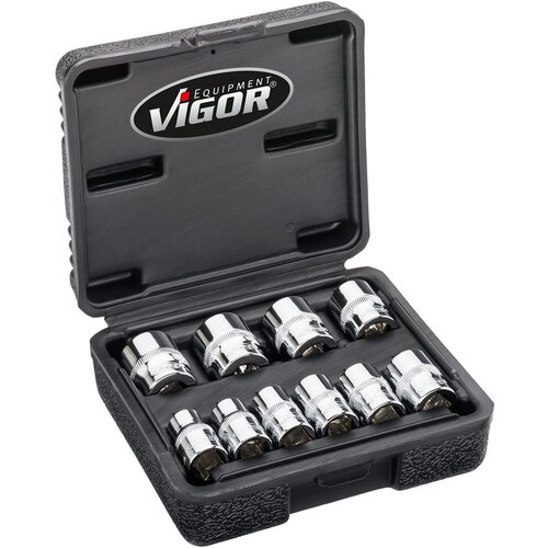 Vigor Set gedora V7538/10, 3/8", 10 komada, Dvanaestougaona Cene