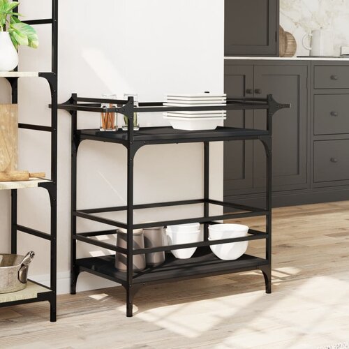  Kuhinjska kolica crna 82 x 40 x 78,5 cm od konstruiranog drva Slike