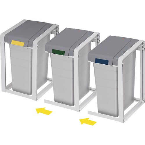 Hailo Sistem za zbiranje surovin ProfiLine Öko, prilagodljiv, prostornina 3 x 38 l, ŠxVxG 1065 x 560 x 395 mm, tridelna postaja Cene
