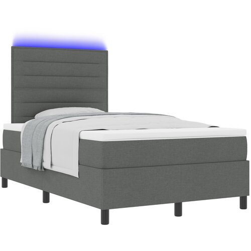 VidaXL Krevet s opružnom kutijom s madracem &amp;amp; LED Tamno siva 120x200 cm Tkanina Slike