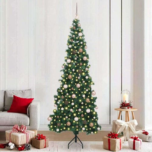 vidaXL Korner Umjetno Božićno Drvo Zelena 210 cm PVC i metal Cijene