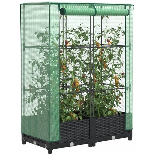 VidaXL Povi&amp;scaron;ena gredica s pokrovom za staklenik 80 x 40 x 123 cm Slike