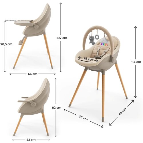 Kinderkraft STOLICA ZA HRANJENJE 2U1 FINI UP BEIGE Slike