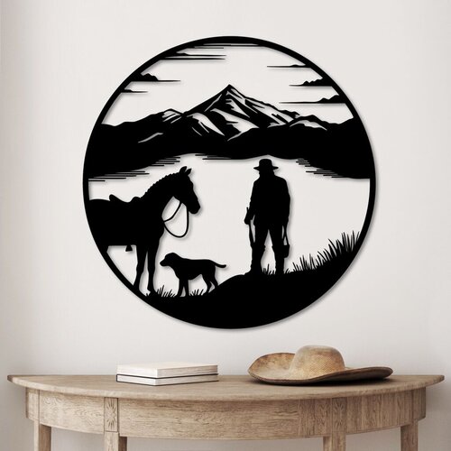 Wallity zidna dekoracija hunter on lake, 53 x 53 cm, crna Cene