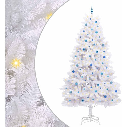 vidaXL Umjetno božićno drvce s nogom Bijelo 270 cm PVC i čelik - Plava 270 cm Cijene