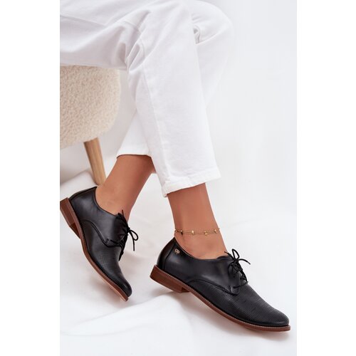 Zazoo Women's Leather Elegant Lace-up Shoes 4238 Black Cene