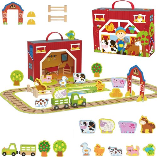 Tooky Toy drveni kofer s dodacima - farma Slike