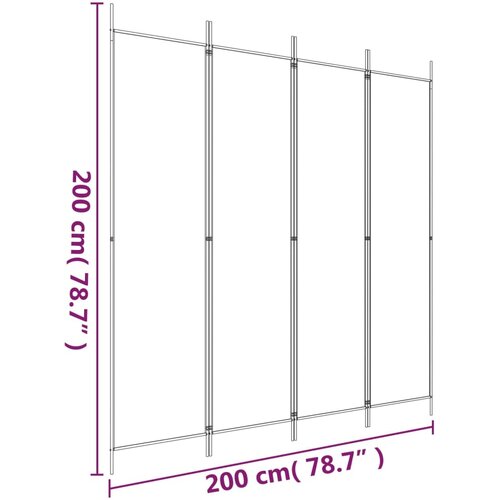  pregrada s 4 panela bijela 200 x 200 cm od tkanine Slike