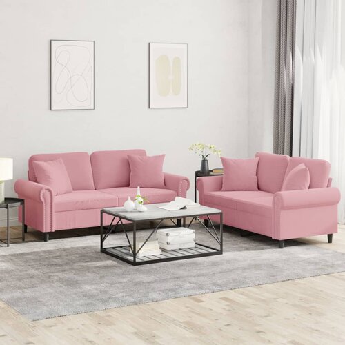  2-dijelni set sofa s jastucima ružičasti bar&scaron;unasti Cijene