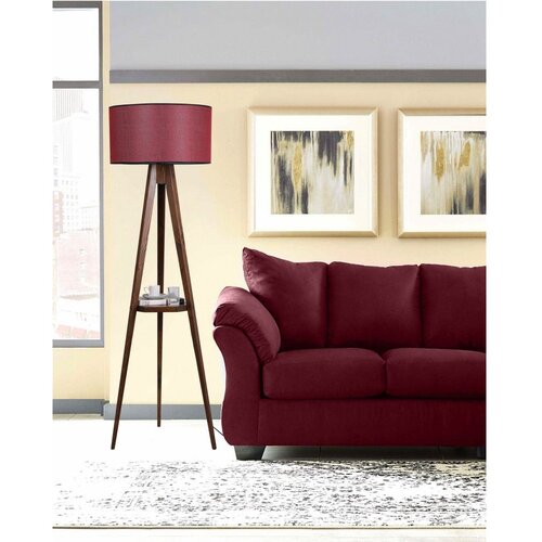 Opviq Rdeča/rjava stoječa svetilka s tekstilnim senčilom (višina 153 cm) Sehbalı Tripod – Cene
