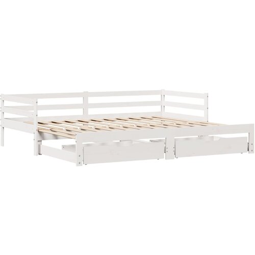 vidaXL izvlečna dnevna postelja s predali bela 80x200cm trdna borovina, (21303808) Cene