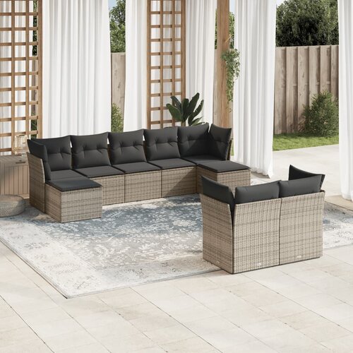  9-dijelni set vrtnih sofa od poliratana s jastucima sivi Cene