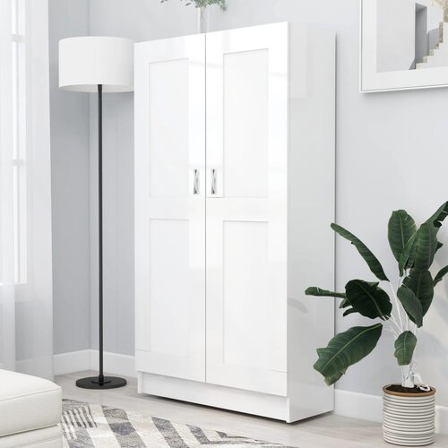 vidaXL Knjižna omara visok sijaj bela 82,5x30,5x150 cm iverna plošča, (20706235) Cene