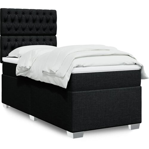 vidaXL Box spring postelja z vzmetnico črna 90x200 cm blago Cene
