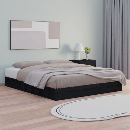 VidaXL Okvir za krevet crni 120 x 200 cm od masivnog drva Slike