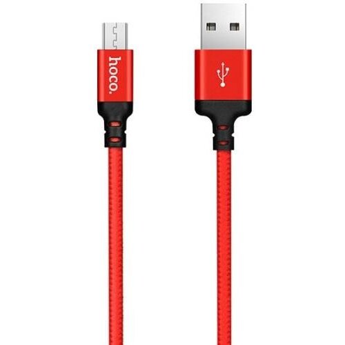 Hoco. podatkovni kabel X14 Micro USB na USB 1m 2,1A rdeč pleten Slike