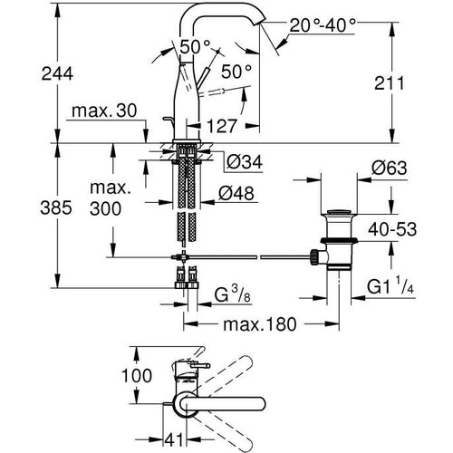Grohe 32628 essence new visoka vrtljiva armatura za umivalnik Slike
